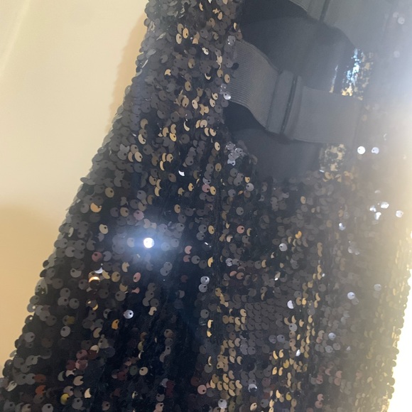 Brand New Sequin Night Club Glam Black Mini Short Dress - Picture 4 of 6